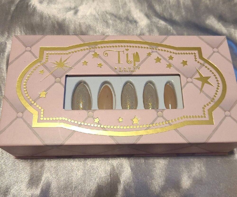Tip beauty pink glitter press on nails